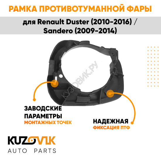 Рамка птф в передний бампер правая Renault Duster (2010-2016) Sandero (2009-2014) KUZOVIK